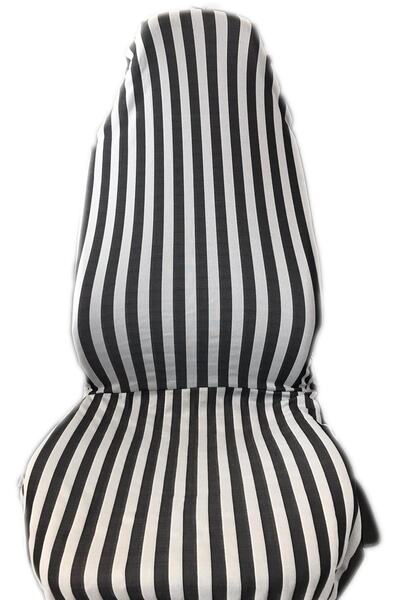 zifona Cizgili Koltuk Kılıfı Siyah Beyaz Zebra Tofaş Nostalji Servis Kılıfı