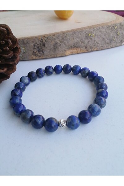 TEZAL سوار من حجر اللازورد الطبيعي عالي الجودة مع جهاز فاصل فضي