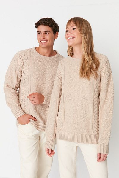 Trendyol Collection Unisex Oversize Wide Fit Strickwaren – Rundhalsausschnitt Haarstrickwaschen tmna w23kz00280