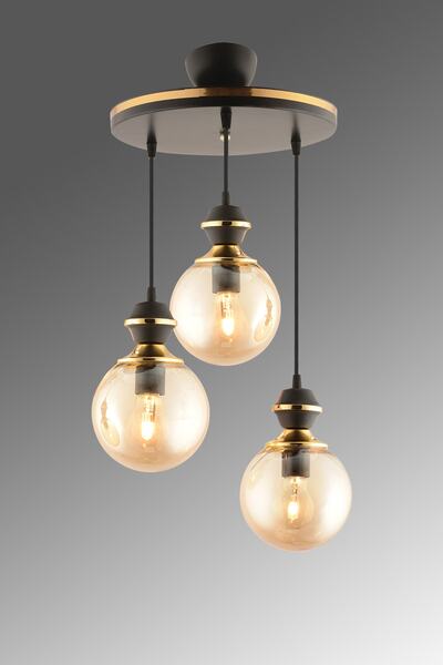 Genel Markalar Berru 3lü Siyaha Gold Tepsi Modern Bal Glop Camlı Modern Aydın...