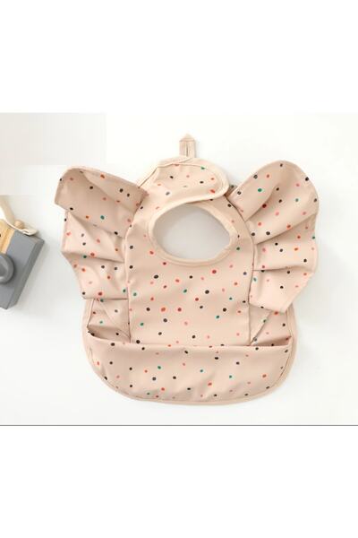 Petityu Dotty Pink Top Colored Waterproof Baby Bib - Cute Polka Dot Baby Bib