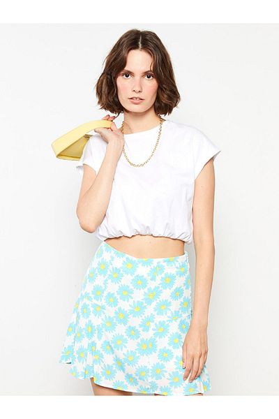 LC Waikiki Floraler Viskose-Shortsrock für Damen mit Reißverschluss in der Taille
