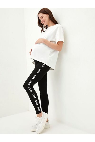 LC Waikiki LCWAIKIKI Maternity Umstandsleggings mit Bauchmuster und Textdruck