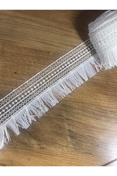 efem gipür شريط جبر مهدب بلون إكرو - 1 طن متري مزين بحافة المناشف