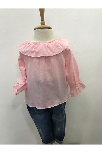 Çikoby Baby Girl Collar Ruffled Shirt