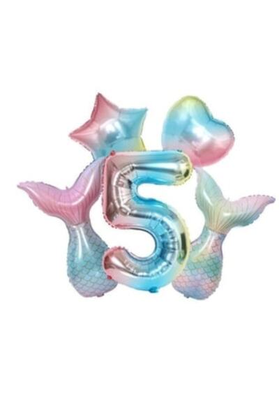 parti sürprizi مجموعة بالونات فويل على شكل ذيل حورية البحر من قوس قزح لعمر 5 ...