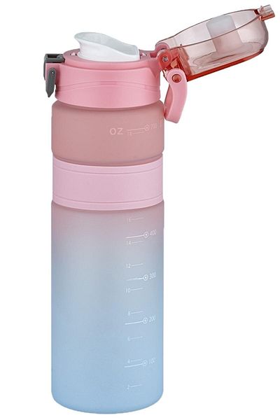 Vagonlife Double Color 800ml Non-Slip Silicone Body Comfortable Drinking - Strawless - Motivation Water Bottle