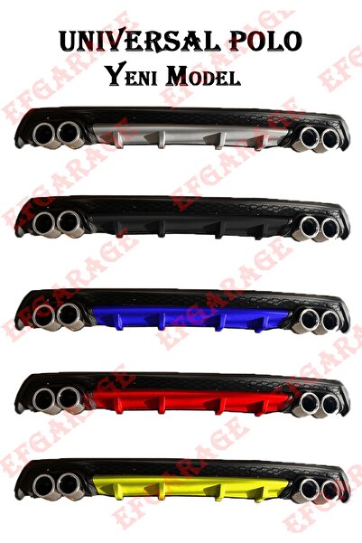 EFGARAGE Her Araca Uygun Polo Model Yuvarlak 4 Egzozlu Difüzör Arka Tampon Eki