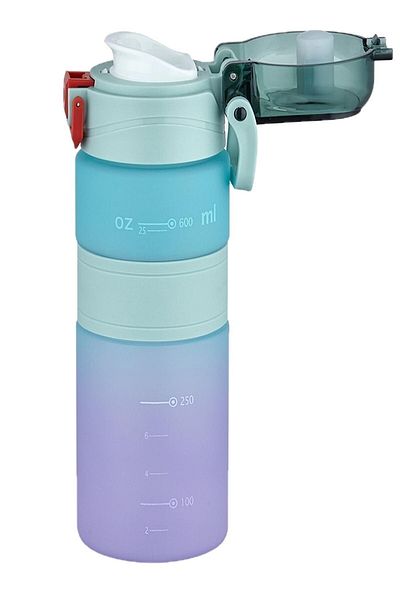 Vagonlife 600 ml Double Color Non-Slip Silicone Body Motivational Water Bottle