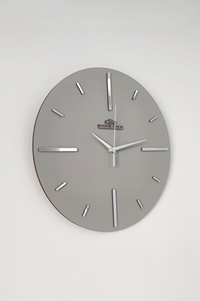 aSSe Tasarım Özel Aynalı Duvar Saati Antrasit & Gümüş Sessiz Mekanizma 37x37cm