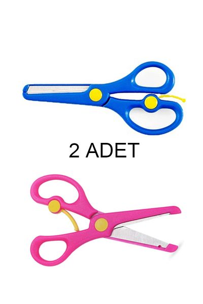 nistabolje 2 Pieces Children's Scissors Blunt Tip Spring Loaded Plastic Protected School Scissors Student Scissors