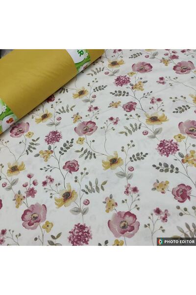 BEREKET PERDE 240 Cm Eninde Nevresimlik Poplin Kumaş Lale Desen