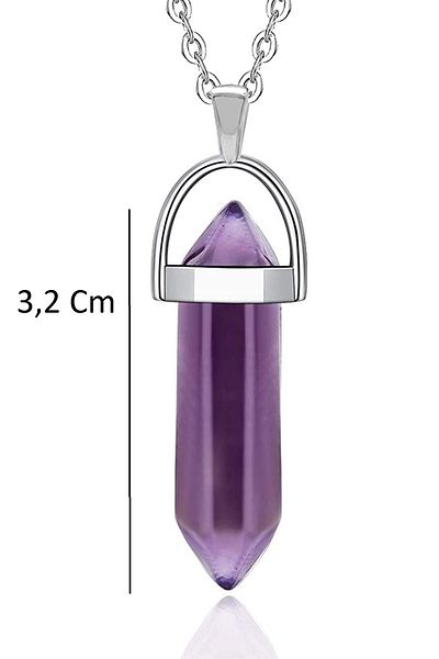 Tesbih Atölyesi Certified Nail Natural Purple Crystal Quartz Stone Pendant