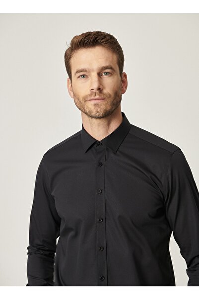 ALTINYILDIZ CLASSICS Klasik Gömlek Slim Fit Düz Siyah Erkek Gömlek - 4a2000000007