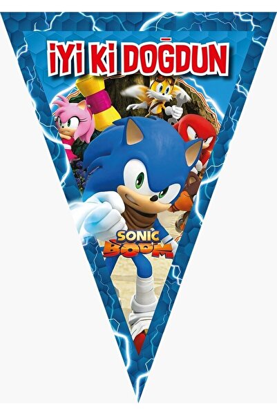 Parti Furyası سونيك بوم لوازم الحفلات مثلث عيد ميلاد سعيد راية