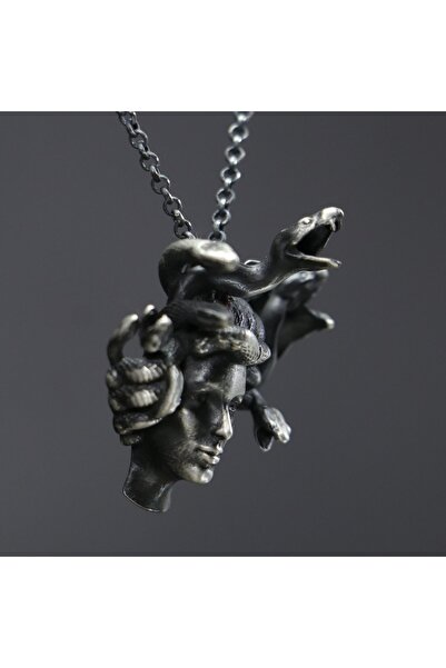 Moko Art Design El Yapımı Gümüş Medusa Kolye