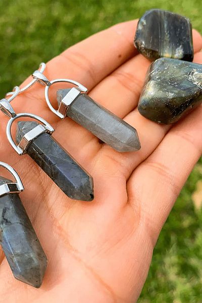 Tesbih Atölyesi Certified Nail Natural Labradorite Stone Necklace