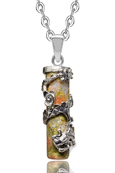 Tesbih Atölyesi Natural Unakit Stone - Certified Filigree Embroidered Necklace