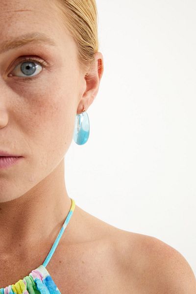 Padam Paris Piaf Series Hoop Blue Women's Earrings Pdmy13