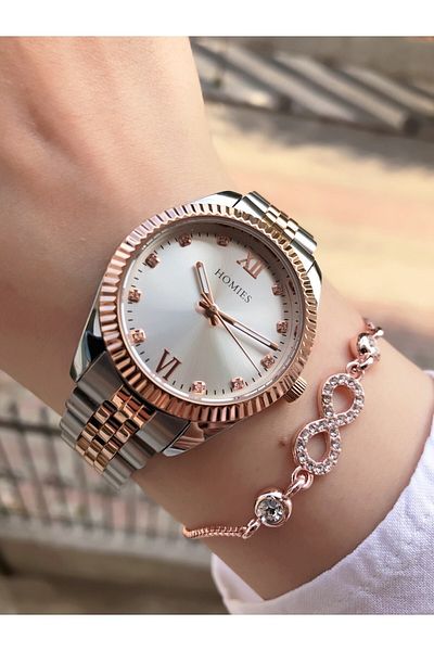 Homies Women's Wristwatch - Steel Cord with Bracelet Gift Waterproof 2 Years Warranty.Hmrsgm7567