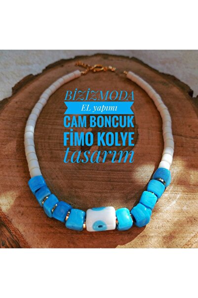 bizizmoda Bodrum Bead Necklace White Glass Bead Necklace