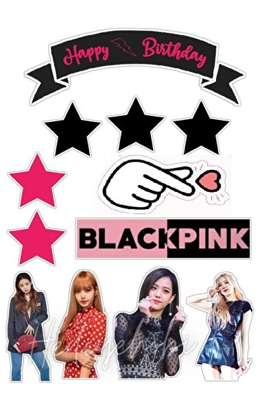 hediyehobihersey Black Pink Resimli Yenilebilir Pasta Üstü Şeker Kağıdı Baskı...