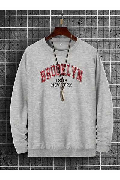 MANCY Hanorac unisex gri cu imprimeu Brooklyn
