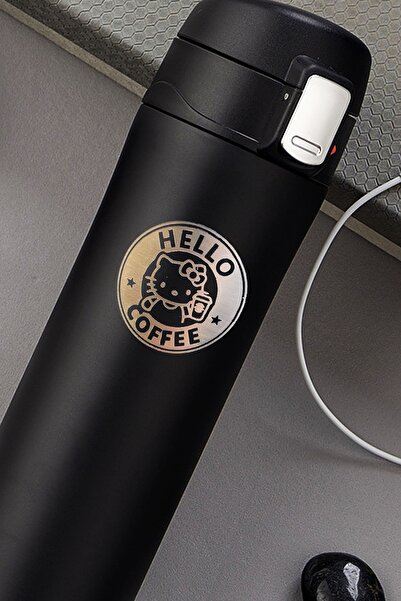 tusah Siyah Kilitli Termos 450 Ml Kişiye Özel Baskılı