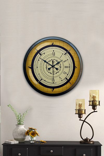 Kasva Concept Gift 40 cm Black Metal Compass Wall Clock