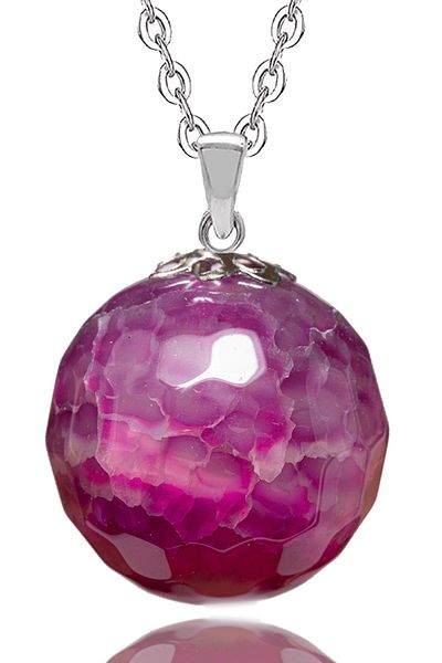 Tesbih Atölyesi Certified Faceted Purple Agate Natural Stone Necklace
