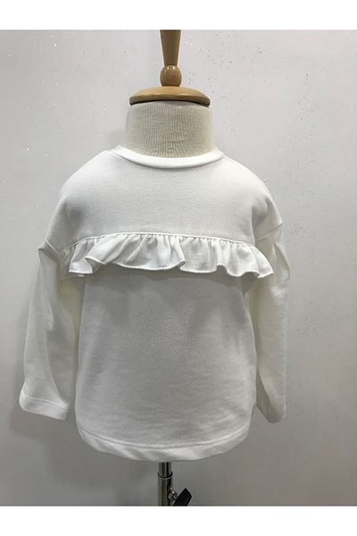 Çikoby Baby Girl Ecru Ruffle Detail Sweatshirt