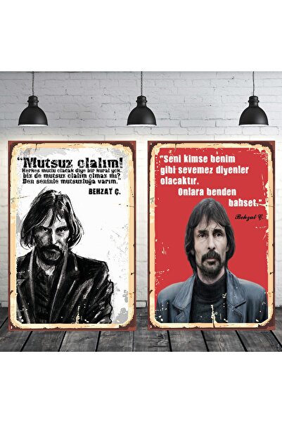 TAKIFİX Behzat Ç. Onlara Benden Bahset Seti 2 Adet 20x30 Cm Retro Ahşap Tablo