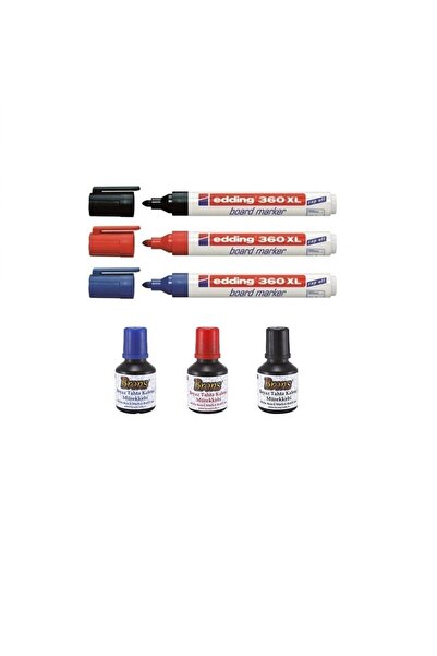 Siriderya 3 Renk Edding Doldurulabilir Tahta Kalemi Ve 3 Renk 30 Cc Tahta Kal...