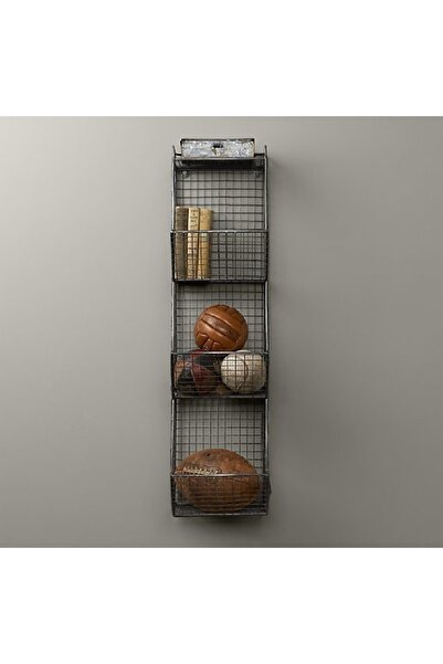GO DEKOR Çok Amaçlı Grid Tel Kafes 3 Bölmeli Dikey Raf 90x25