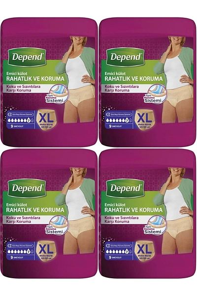Depend Absorbent Panties Patient Diapers Xl Extra Large 36 Pieces (4pk*9)