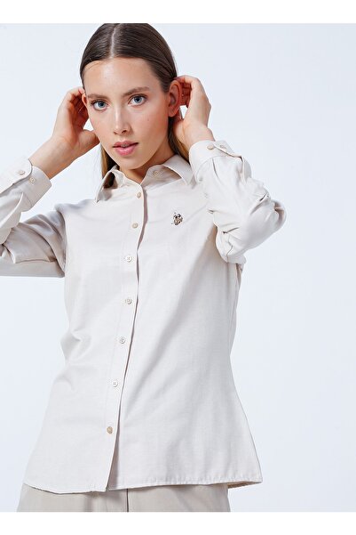 U.S. Polo Assn. Gömlek Yaka Düz Kahve Kadın Gömlek Woxcolor022k