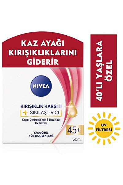 NIVEA Kırışıklık Karşıtı + Sıkılaştırıcı Krem 45+ Yaş 50 ml