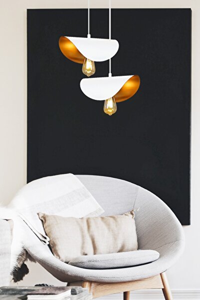 NOONLUX DESIGN&LIGHTING Avize Sarkıt Beyaz Gold Yemek Odaları Oturma Odaları ...