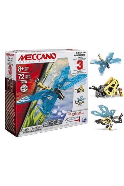 Meccano فراشة نحلة معدنية ليغو 72 قطعة 3 موديل حيوان 16205