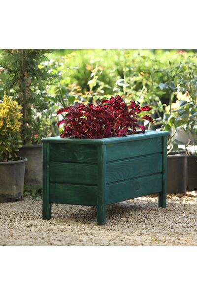 Evmodo Ahşap Saksı Dış Mekan Çiçeklik Ahşap Dekoratif Bahçe Saksısı Yeşil