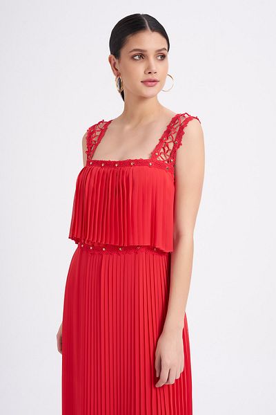 Balizza Blz-long Sleeveless Pleated Dress