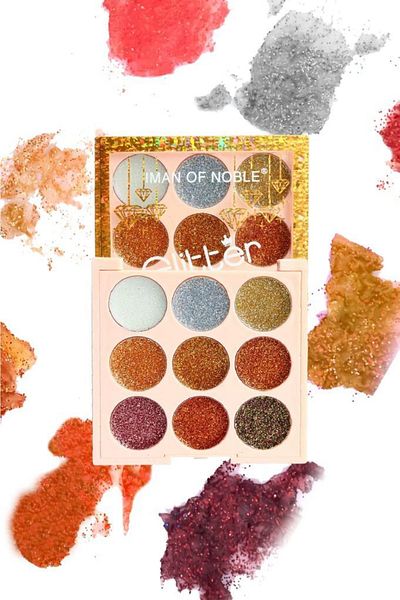 IMAN OF NOBLE 6619 Model 9-Piece Diamond Packaged Glitter Eyeshadow Palette