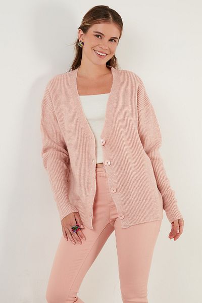 Lela Buttoned V-Neck Knitted Cardigan Women's Cardigan 6310005