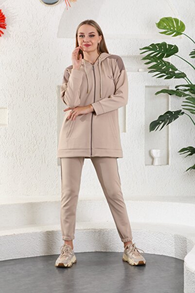 WestBound Γυναικείο φούτερ με κουκούλα και φερμουάρ, σε καφέ βιζόν, με τσέπες