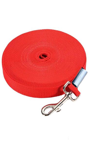 LİDERSAN ÇELİK 15 Meters Steel Press Dog Garden Walking Leash - Dispatch Strap, Red Color