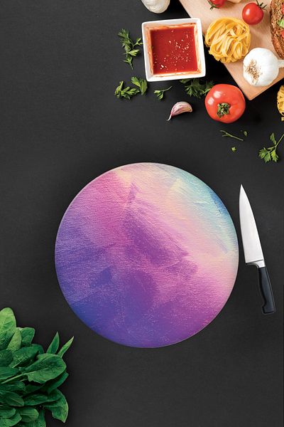 Decorita Colorful Canvas |   Glass Cutting Board - Glass Cutting Board |   Diameter 32cm