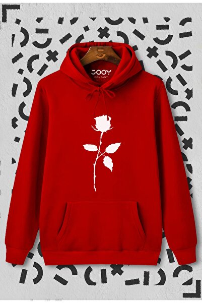 Jooy Company Φούτερ με κουκούλα Unisex Rose Printed Red Hooded