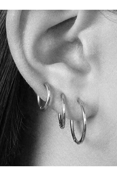 SHESTAKI Women's Silver Color Surgical Steel Hoop Earrings Set of 3