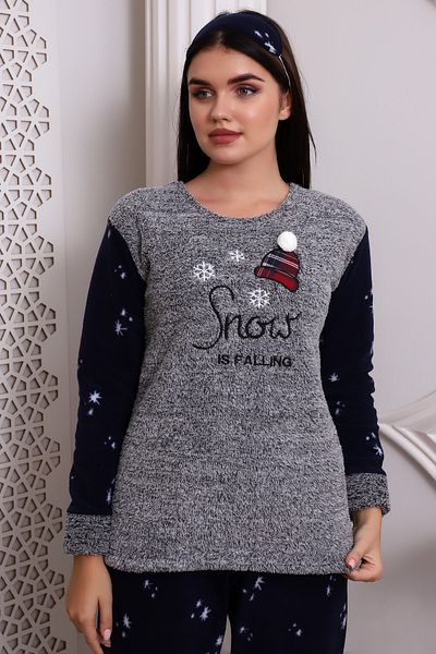 Wordex Σετ γυναικείες πιτζάμες Fwn 3005 βελούδινο Welsoft Fleece Winter Snow Print