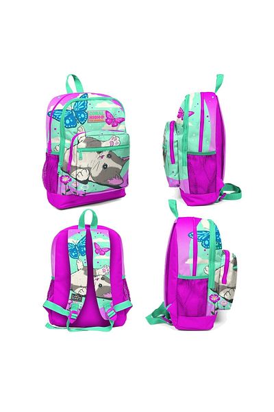 Yaygan Coral High Kids Set of 3 - Cat Patterned School Bag, Nutrition and Pen Holder 23707/mix3
